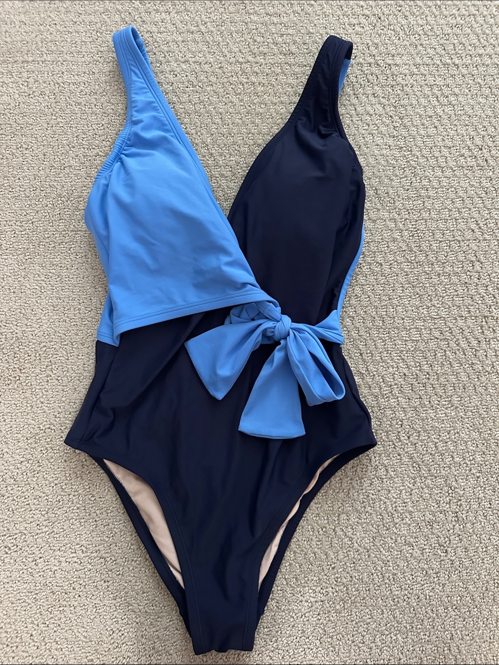 Women’s Kona Sol One-Piece Swim Suit with Light Blue Wrap and Bow